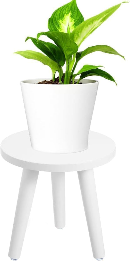 Samll Plant Stand Indoor/Outdoor for Plants,Wood White Planter Stands Holder Mid Century Pedestal Shelf,Sturdy Short Flower Rack Boho Short Plant Table 8.6"Tall Wooden Plants Stool for Garden,Patio