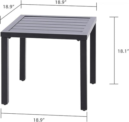 PHI VILLA Indoor Outdoor Small Metal Square Side/End Table, Patio Coffee Bistro Table, Black | Indoor, Outdoor, Patio, Coffee