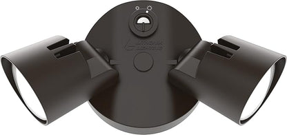Lithonia Lighting HomeGuard 2-Light LED Outdoor Flood Lights, Outdoor LED Lights, Dusk to Dawn Sensor, Adjustable Lumens, 4000K Cool White, Round Heads, Dark Bronze (HGX LED 2RH ALO 40K 120 PE DDB)