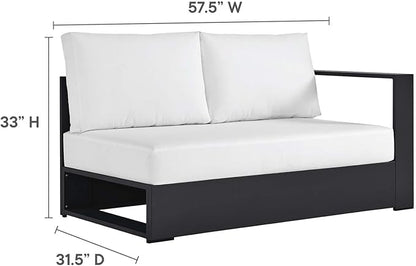 Modway Tahoe Aluminum 3-Piece Outdoor Patio Furniture Gray White, Modular Sectional Sofa Set with Weather-Resistant Cushions, Ideal for Deck, Backyard Poolside