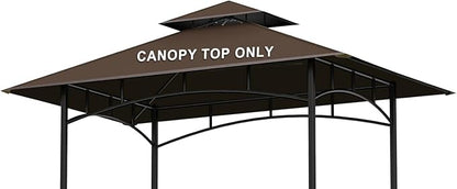 Grill Gazebo Replacement Canopy Top - AONEAR 5'x8' Outdoor BBQ Tent Roof Cover Double Tiered Outdoor Grill Shelter Fit for Model L-GG001PST-F (Brown)