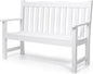 Stoog 2-Person Outdoor Bench, All-Weather HIPS Plastic Garden Bench with 800 lbs Capacity, Never Rot or Fade, Used for Garden, Deck, Backyard and Park, White
