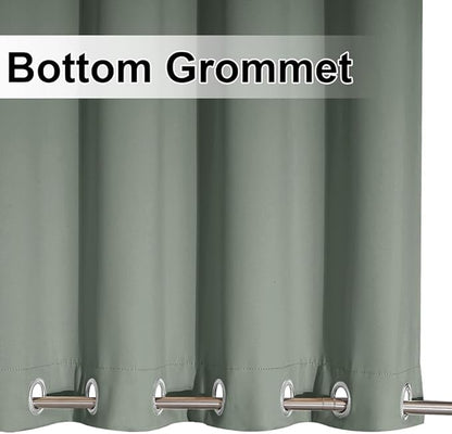 NICETOWN Windproof Sage Green Outdoor Curtains 2 Panels Top and Bottom Grommet for Patio Waterproof, Fixed Outdoor Blinds Keep Warm & Privacy Thermal Insulated Blackout Drapes for Cabana, W52 x L84