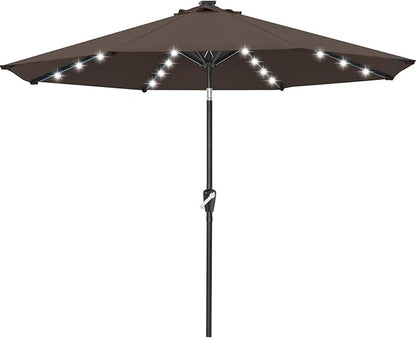 ABCCANOPY 10FT Durable Solar Led Patio Umbrellas with 32LED Lights (Brown)