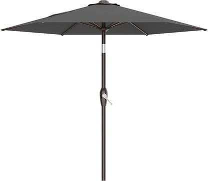 AreShark 7.5FT Patio Umbrella Table Market Umbrella with 6 Sturdy Ribs, Button Tilt/Crank, Heavy-Duty Outdoor Umbrellas for Pool, Deck, Garden and Backyard, Gray