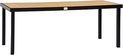 Outsunny 75" x 35" Outdoor Dining Table for 8 People, Rectangular Aluminum Frame Garden Table with All-Weather Faux Wood Top for Garden, Lawn, Patio, Natural
