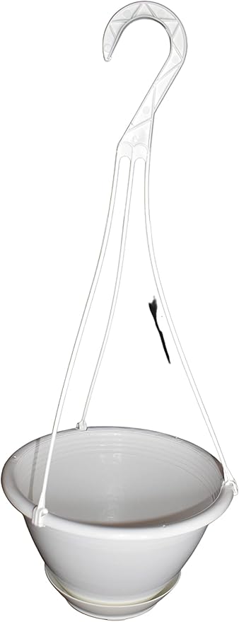 8'' White Plastic Hanging Basket with Saucer by Koba (5)