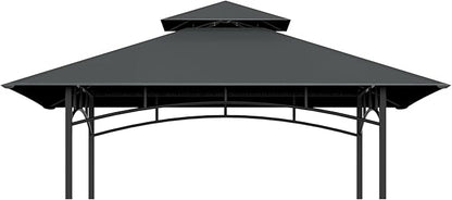 Grill Gazebo Replacement Top, 5 * 8 Outdoor BBQ Top Cover, Double Layer BBQ Gazebo Top Canopy for Model #L-GG001PST-F(Dark Gray)