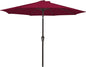 MEWAY 9ft Patio Umbrella Outdoor Table Umbrellas with Push Button Tilt and Crank, Market Umbrella 8 Sturdy Ribs for Deck, Garden, Pool and Backyard, Dark Red