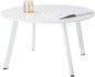 Outdoor Side Table, Outdoor/Indoor Metal Steel Patio Coffee Table, Round Weather Resistant Anti-Rust, White