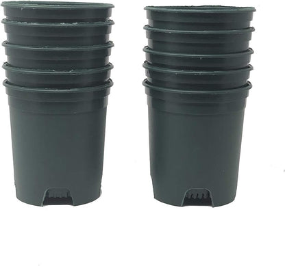 4 Inch Nursery Pot Green Plastic Planters for Outdoor Indoor Plants Gardening Flower Pots 10-Pack 0.25 Gallon Pot Liners with Drainage Holes