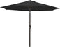 MEWAY 9ft Patio Umbrella Outdoor Table Umbrellas with Push Button Tilt and Crank, Market Umbrella 8 Sturdy Ribs for Deck, Garden, Pool and Backyard, Black