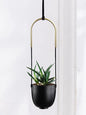 Metal Hanging Planter for Indoor Outdoor Plants Wall and Ceiling Hanging Flower Pot Plant Holder for Succulent Vines Ferns, Height Adjustable Modern Minimalist Room Decor(Black)