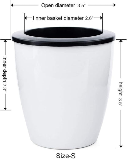 3.5“ Self Watering Planter White Flower Pot, 3 Pcs Small Planter Pot, Mini Plant Pot, for All Plants, Herbs, African Violets, Succulents, Flowers Or Start Plants, White, 3 inch