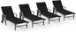 Ciokea Outdoor Lounge Chair with Pillow Set of 4, 5-Position Chaise Lounge with Wheels & Armrests, 400 lbs Heavy Duty Aluminum Pool Lounge Chairs, for Beach, Deck, Poolside & Backyard, Black