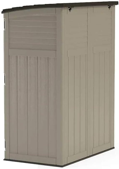 Suncast Outdoor Storage Shed, Water Resistant Resin Vertical Outdoor Storage Cabinet for Patio, Garden Tools, Cushions, & Equipment, Weatherproof Multi-Wall Design, 54 cu. ft., Made in USA