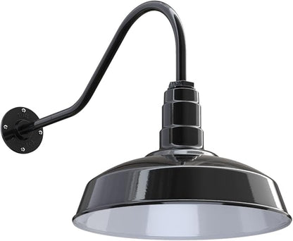 Wall Light, 16-Inch Black Steel Barn Dome Outdoor Fixture