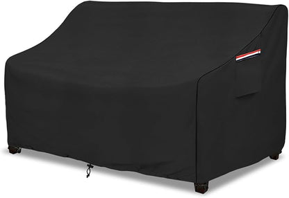 Patio Sofa Cover, Waterproof Polyester, Black, Fits Up to 58-Inch Loveseats