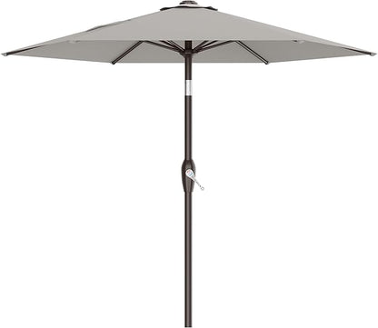 AreShark 7.5FT Patio Umbrella Table Market Umbrella with 6 Sturdy Ribs, Button Tilt/Crank Heavy-Duty Round Outdoor Umbrellas for Garden, Deck, Backyard,and Pool, Foggy Gray