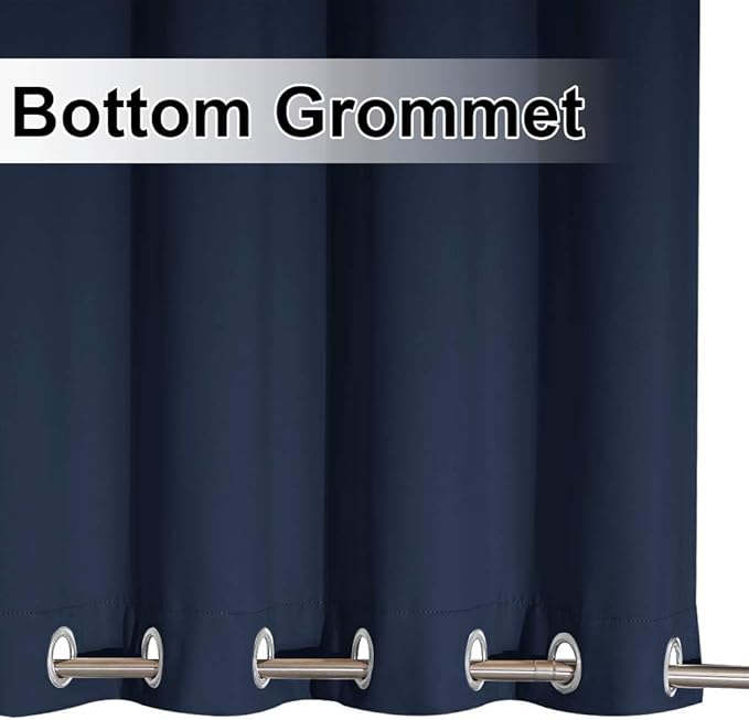 NICETOWN 2 Panels Outdoor Curtains for Patio Waterproof, Rustproof Top and Bottom Grommet Windproof Drapes Thermal Insulated Blackout Outdoor Blinds for Porch/Gazebo, W52 x L84, Navy Blue
