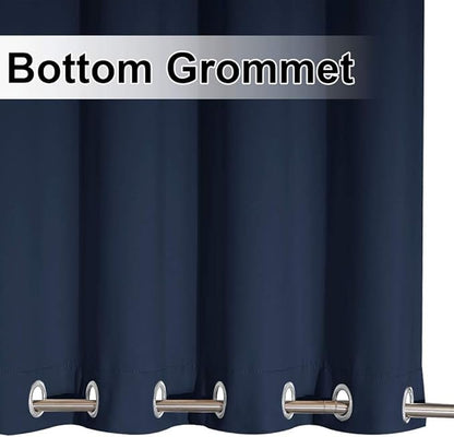 NICETOWN 2 Panels Outdoor Curtains for Patio Waterproof, Rustproof Top and Bottom Grommet Windproof Drapes Thermal Insulated Blackout Outdoor Blinds for Porch/Gazebo, W52 x L84, Navy Blue