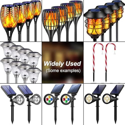 Metal Stakes Solar Lights Replacement Spike - Outdoor Ground Stake for Backyard Garden Lights Landscape Yard Pathway Patio Lamps Pole (Metal-8 Pack) - 0.78x5.36 inches