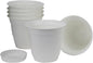 The HC Companies 8 Inch Eclipse Round Planter Pots with Drainage Holes & Attached Saucer, Lightweight UV-Resistant Plastic Indoor & Outdoor Planters, 6-Pack Flower Pots for Garden & Home Decor, White