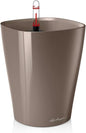 Lechuza DELTINI Shiny Taupe High Gloss, Self-Watering Small Indoor Planter, H7.5 L5.9 W5.9 in