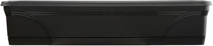 Southern Patio 36 Inch Medallion Weatherproof and Sunray Protected Plastic Hanging Windowsill Garden Box Planter with Drainage Holes, Black