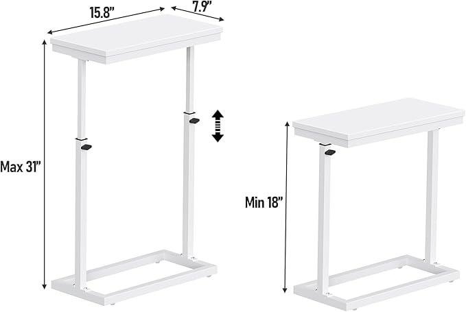 TUTOTAK End Table, Side Table, Tall Couch Table, Sofa Table, Living Room, Bedroom, White TB01BW0832