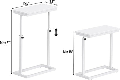TUTOTAK End Table, Side Table, Tall Couch Table, Sofa Table, Living Room, Bedroom, White TB01BW0832