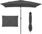 JEAREY 6.5x10 ft Rectangular Patio Umbrellas Rectangle Outdoor Umbrella with Push Button Tilt and Crank, Market Table Umbrella 6 Sturdy Ribs UV Protection for Poolside Garden Backyard Deck, Gray