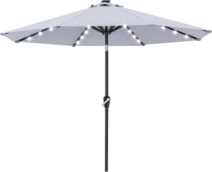 ABCCANOPY Durable Solar Led Patio Umbrellas with 32LED Lights 11FT (Grey)