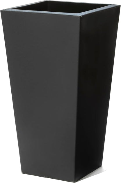 Step2 Tremont Tall Square Tapered Planter, 28", Indoor/Outdoor Plants, Efficient Drainage, Durable Resin, Onyx Black