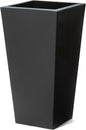 Step2 Tremont Tall Square Tapered Planter, 28", Indoor/Outdoor Plants, Efficient Drainage, Durable Resin, Onyx Black