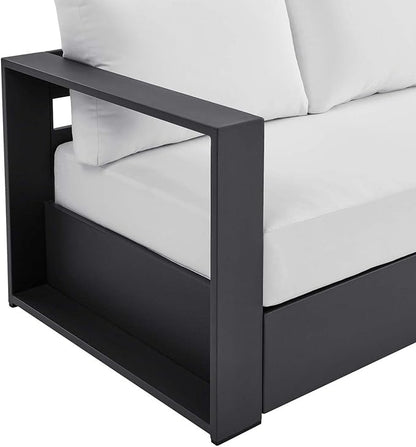 Modway Tahoe Aluminum Outdoor Patio Sofa in Gray White