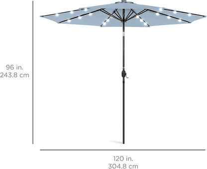 Best Choice Products 10ft Solar Polyester LED Lighted Patio Umbrella w/Tilt Adjustment and UV-Resistant Fabric
