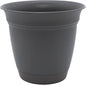 The HC Companies Eclipse Round Planter with Saucer - Outdoor & Indoor Plant Pot with Drainage Holes - Lightweight, UV-Resistant Plastic Pots for Plants, Flowers & Herbs (16" Warm Gray, Pack of 1)