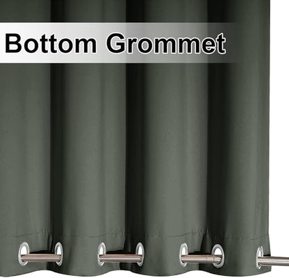 NICETOWN Outdoor Curtains 2 Panels Bottom Weighted for Patio Waterproof, Grommet Thermal Insulated Fixed Windproof Blackout Outdoor Curtains Privacy for Pergola, W52 x L95, Greyish Green