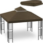 Sumfaller 10x10 FT Gazebo Replacement Canopy Top Cover Double Tiered Canopy Top Cover for Outdoor BBQ Roof Cover Grill Shelter (Dark Brown)