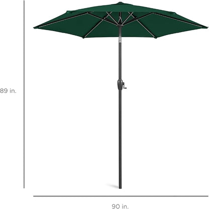 Best Choice Products 7.5ft Heavy-Duty Round Outdoor Market Table Patio Umbrella w/Steel Pole, Push Button Tilt, Easy Crank Lift - Green