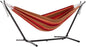 Vivere Brazilian Style Sunbrella Double Hammock with Steel Stand Combo, Sunset