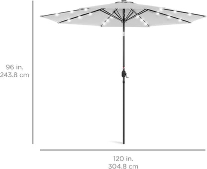 Best Choice Products 10ft Solar Polyester LED Lighted Patio Umbrella w/Tilt Adjustment and UV-Resistant Fabric