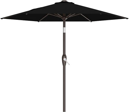 AreShark 7.5FT Patio Umbrella Table Market Umbrella with 6 Sturdy Ribs, Button Tilt/Crank, Heavy-Duty Outdoor Umbrellas for Pool, Deck, Garden and Backyard, Black