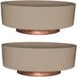 The HC Companies 6 Inch Round Plastic Succulent Capri Bowl Decorative Indoor Flower Succulent Planter Pot with Drain Plug Hole, Artisan Taupe with Copper Bottom Color (2 Pack)