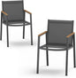 Outdoor Dining Chairs Set of 2, Aluminum Patio Dining Chairs with Textilene Fabric & HDPS Armrest for Ergonomic Design, All-Weather Outdoor Furniture for Garden and Indoor, Gray