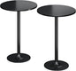 Flamaker Round Bistro Pub Table Modern Style Metal Base MDF Top Cocktail Bar Table Counter Bar Height for Pub, Dining Room, Party (2, Full Black)