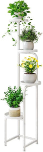 Plant Stand Indoor Outdoor 4 Tier Metal Plant Shelf for Multiple Plants Corner Flower Holders for Living Room Balcony Bedroom Patio Garden, Black (White, 4-Tier)
