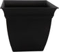 The HC Companies Eclipse Square Plastic Planter w/ Attached Saucer - Outdoor & Indoor Plant Pot with Drainage Holes - Lightweight, UV-Resistant Plastic Pots For Plants (12" Black, Pack of 1)