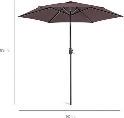 Best Choice Products 7.5ft Heavy-Duty Round Outdoor Market Table Patio Umbrella w/Steel Pole, Push Button Tilt, Easy Crank Lift - Deep Taupe